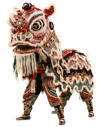 Un león de la danza tradicional china baila La danza del León.